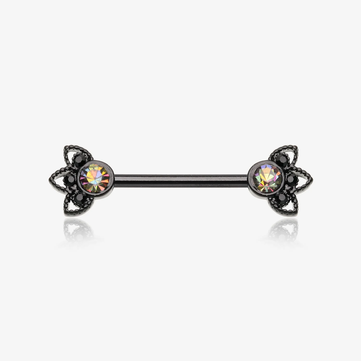 A Pair of Blackline Vintage Floral Mistress Sparkle Nipple Barbell