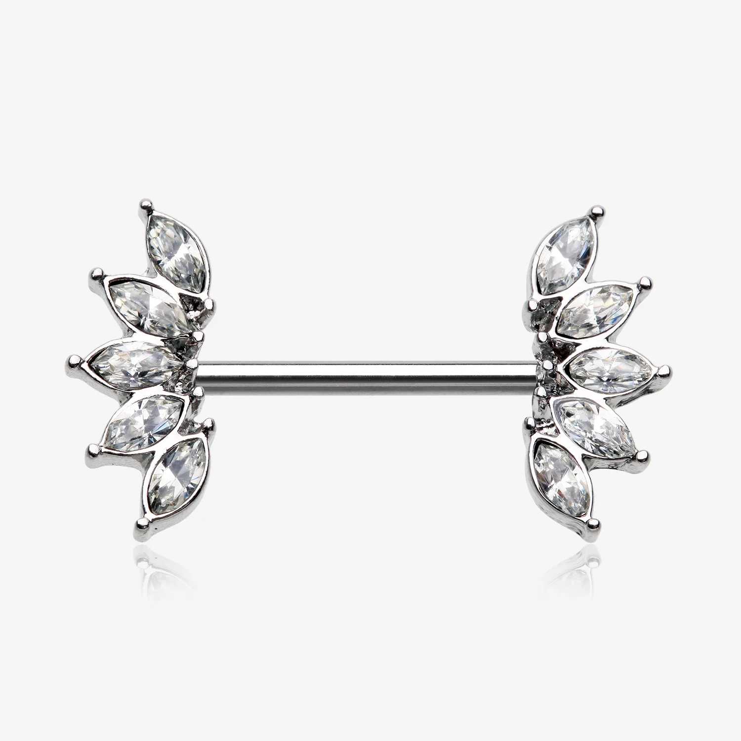 A Pair of Brilliant Marquise Sparkle Floral Nipple Barbell