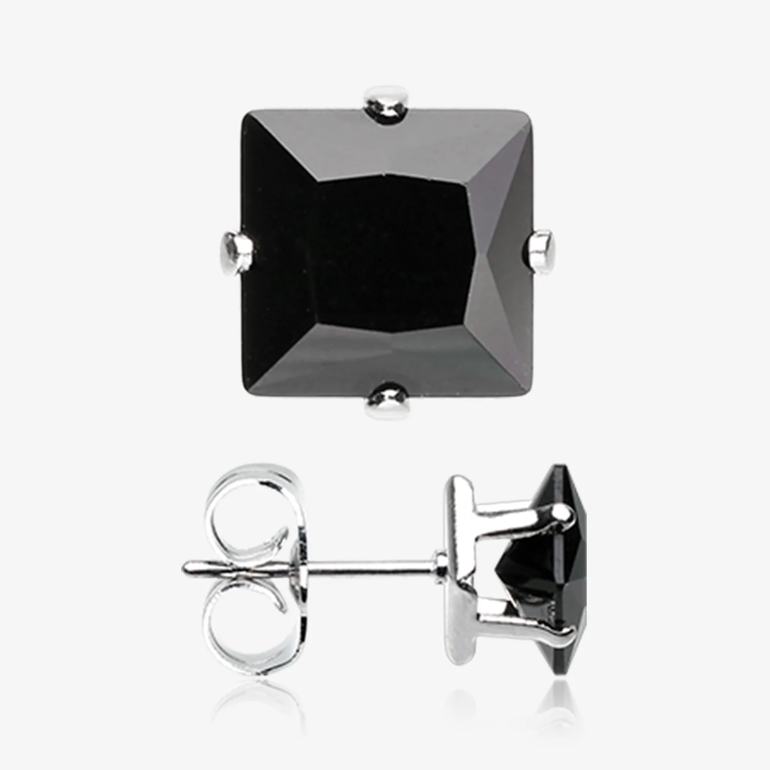 A Pair of Brilliant Sparkle Square CZ Stud Earrings* - Image 2