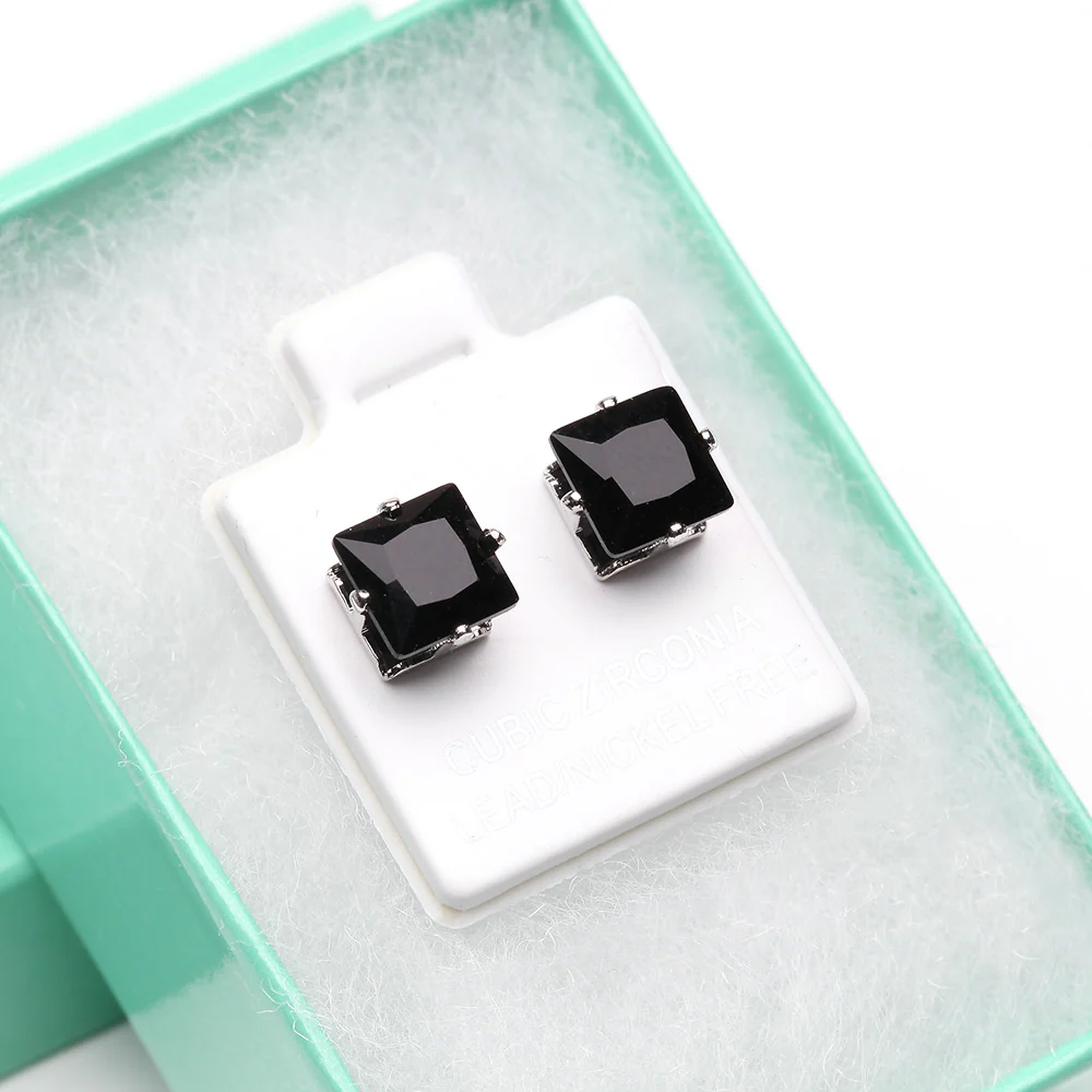 A Pair of Brilliant Sparkle Square CZ Stud Earrings* - Image 5