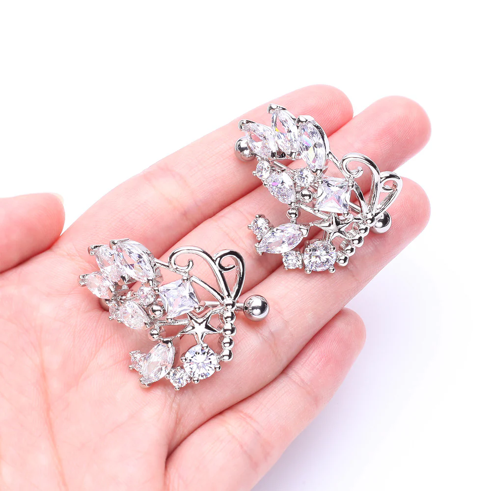 A Pair of Butterfly Extravagant Sparkle Dangle Nipple Shield - Image 3