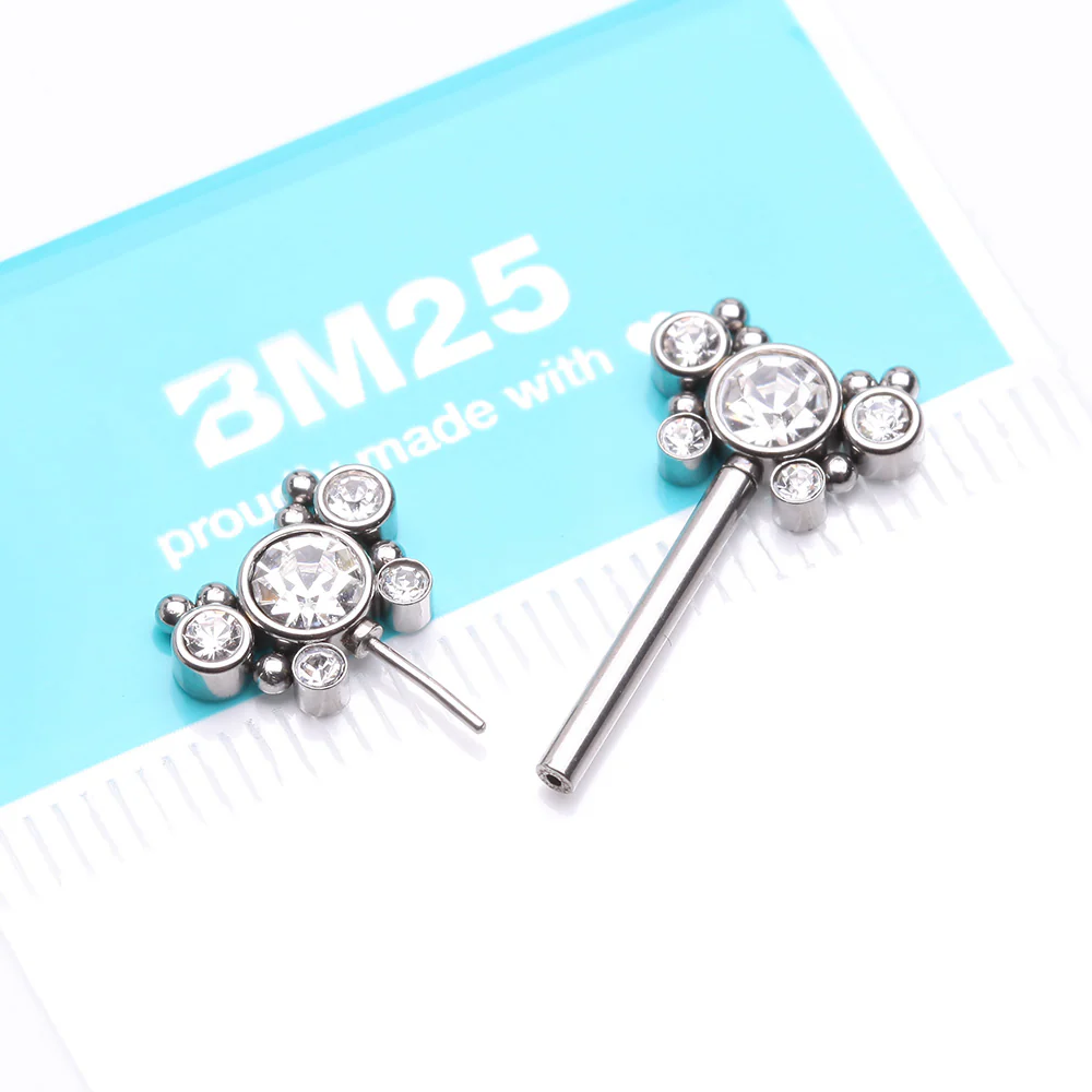 A Pair of Butterfly Sparkle Multi-Gem Threadless Nipple Barbell - Image 3