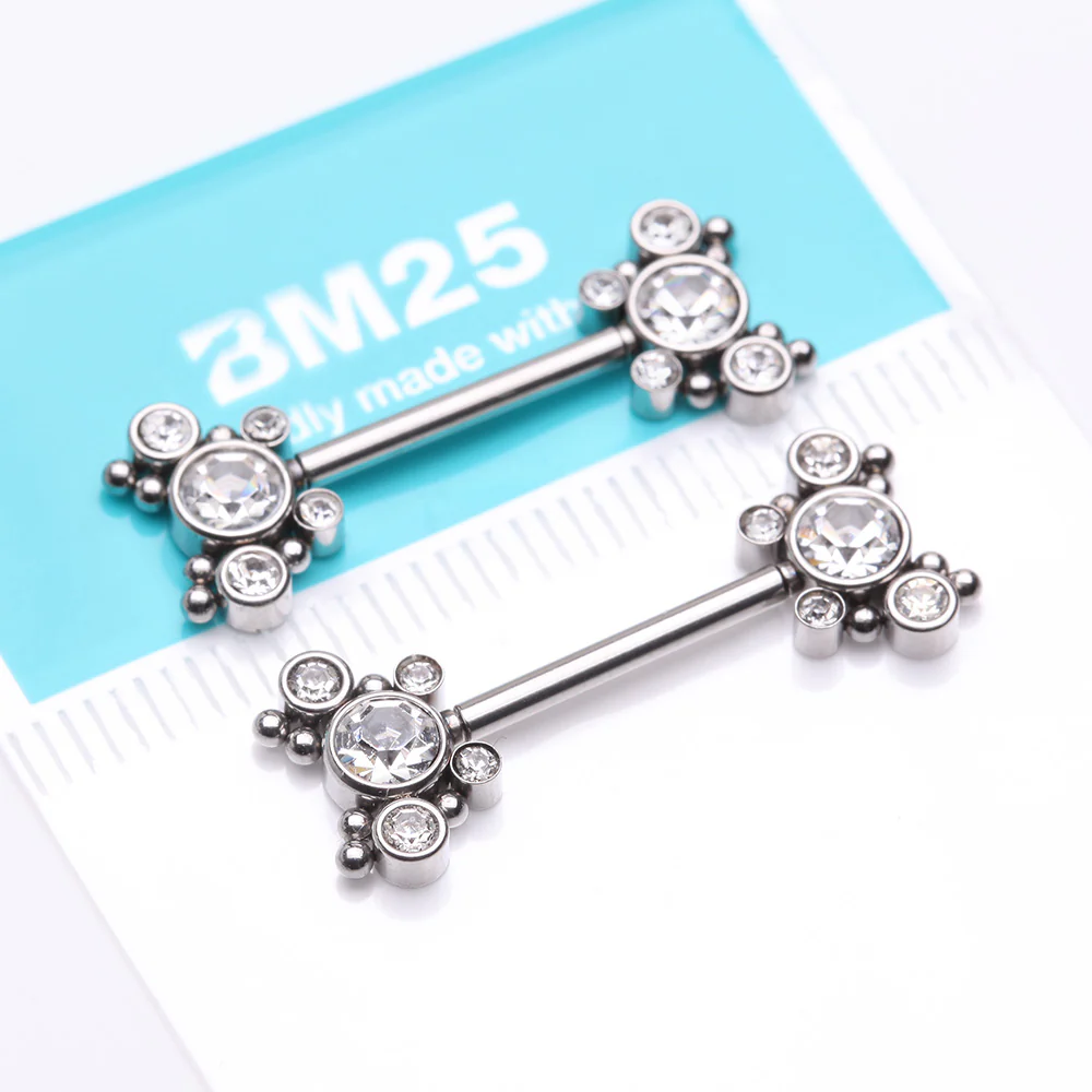A Pair of Butterfly Sparkle Multi-Gem Threadless Nipple Barbell - Image 4