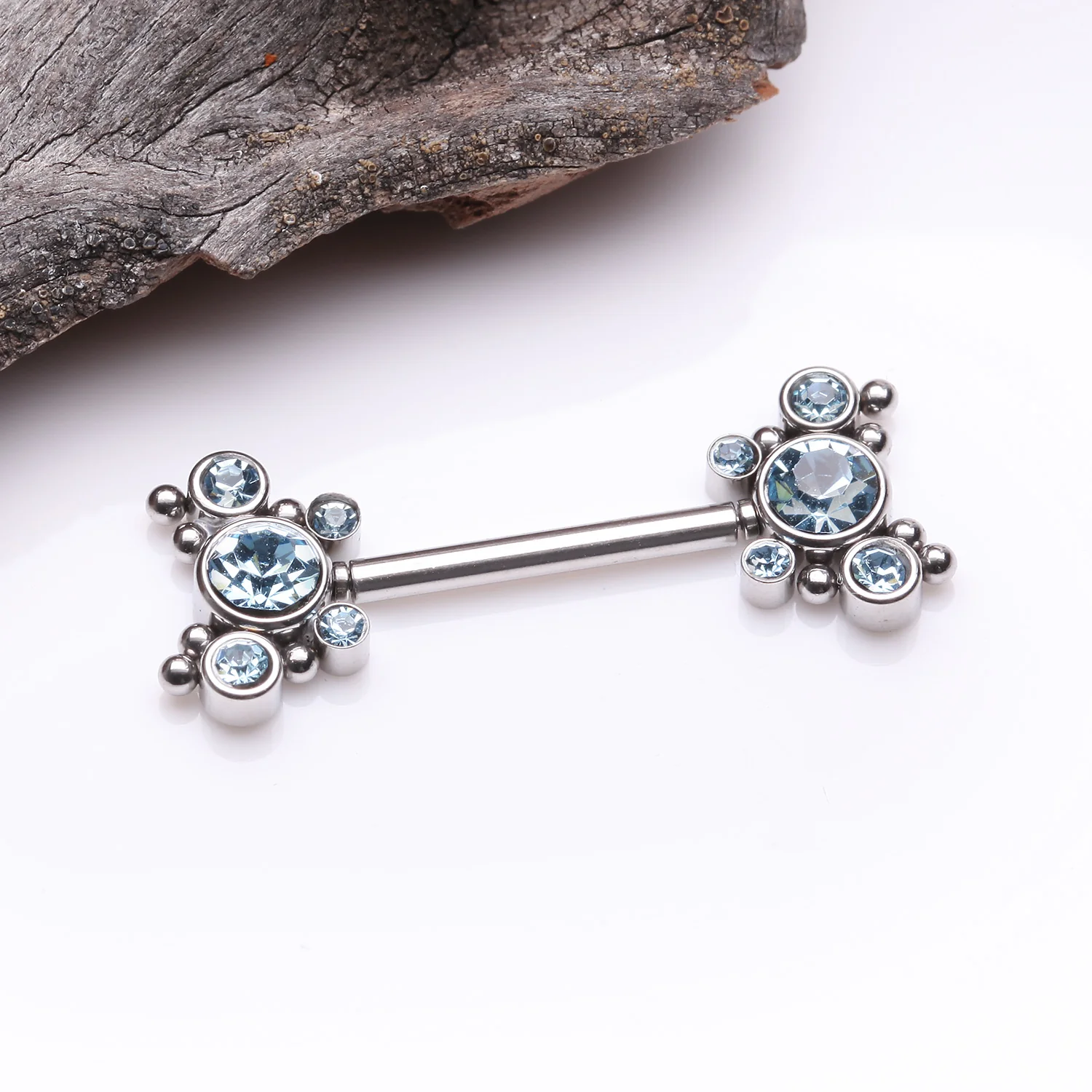 A Pair of Butterfly Sparkle Multi-Gem Threadless Nipple Barbell - Image 2