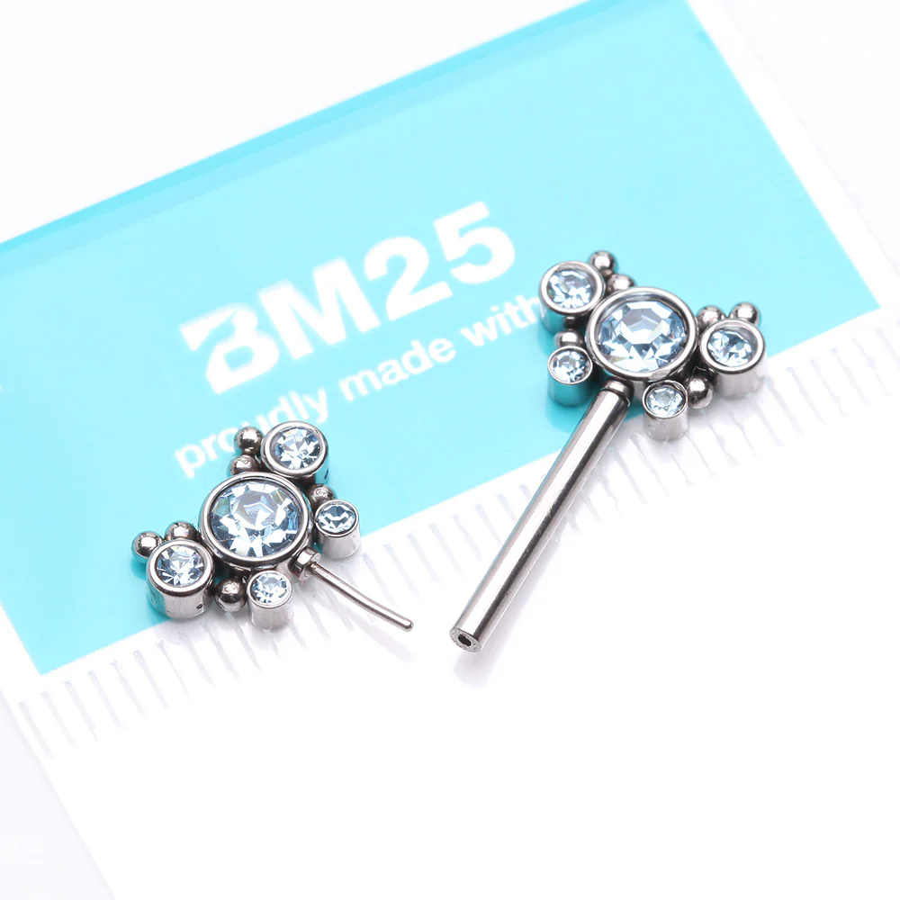 A Pair of Butterfly Sparkle Multi-Gem Threadless Nipple Barbell - Image 3