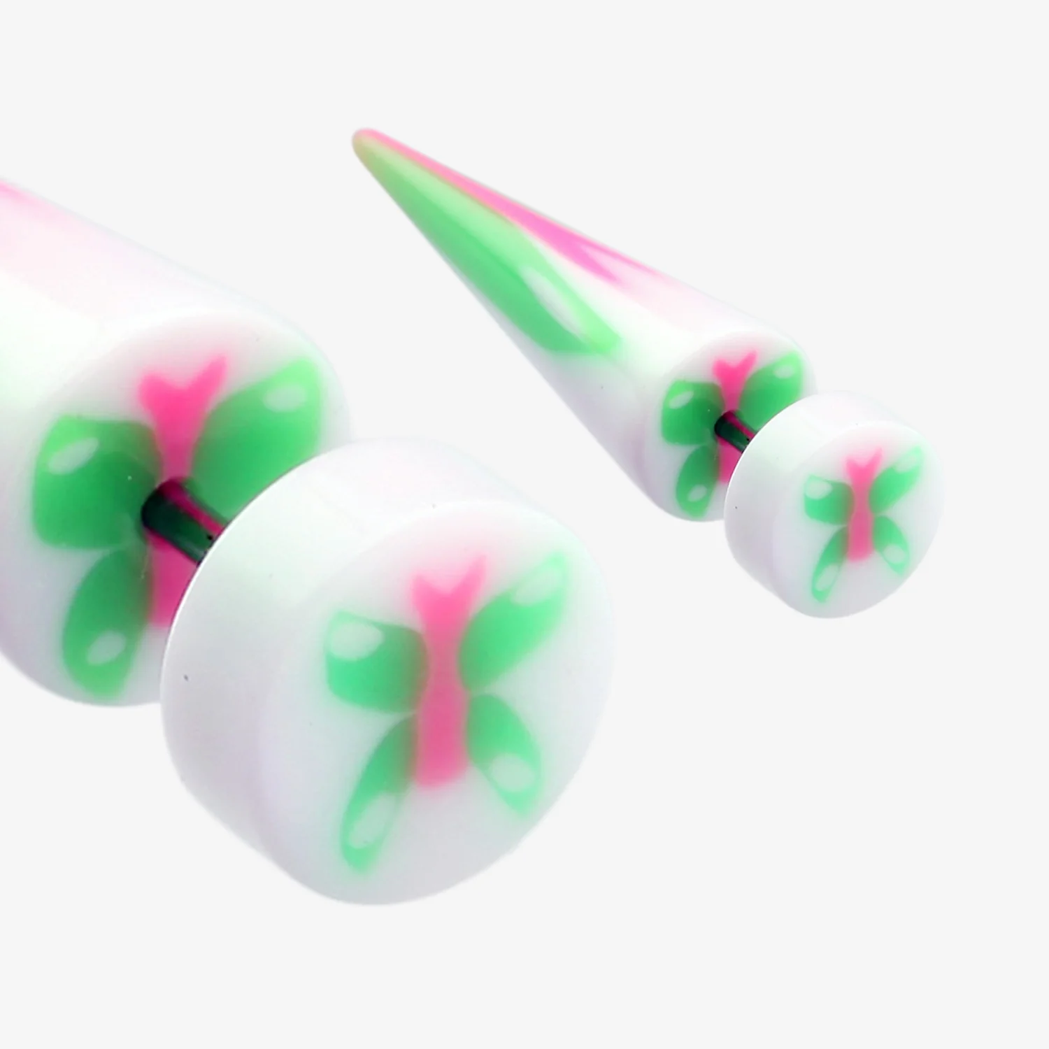 A Pair of Butterfly UV Acrylic Faux Taper Earring* - Image 2
