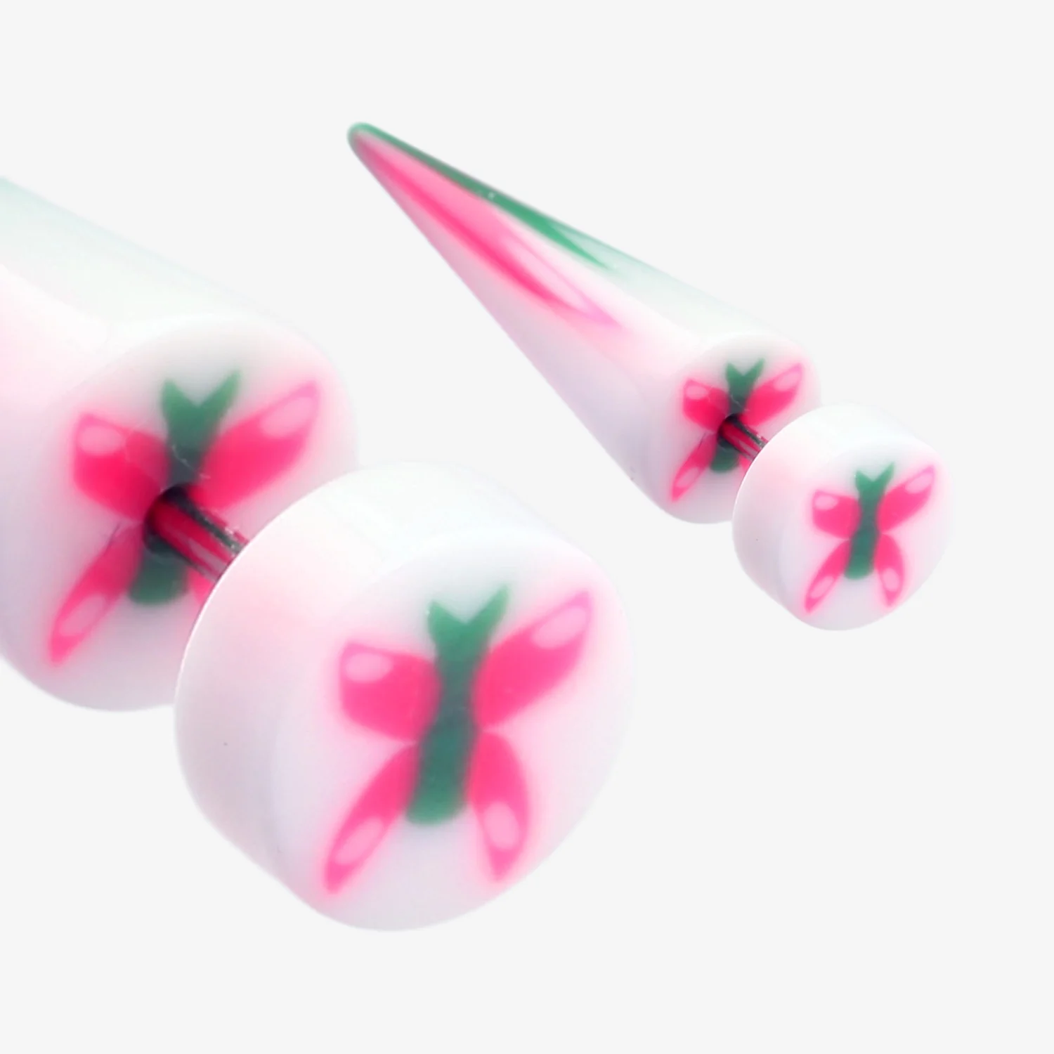 A Pair of Butterfly UV Acrylic Faux Taper Earring* - Image 2