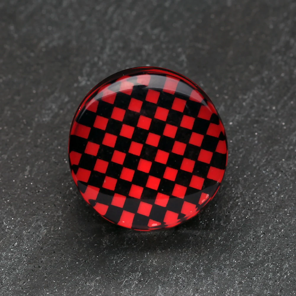 A Pair of Classic Checker Inlay Double Flared Ear Gauge Plug - Image 3