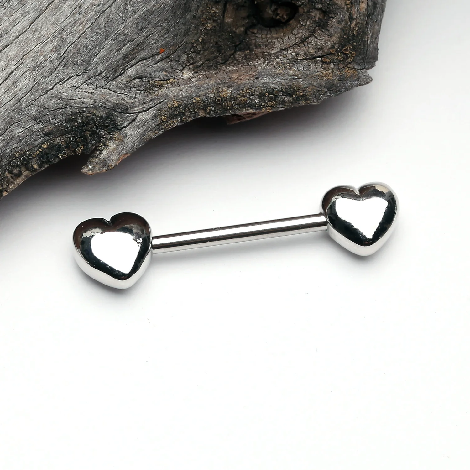 A Pair of Classic Fluffy Heart Steel Nipple Barbell - Image 2