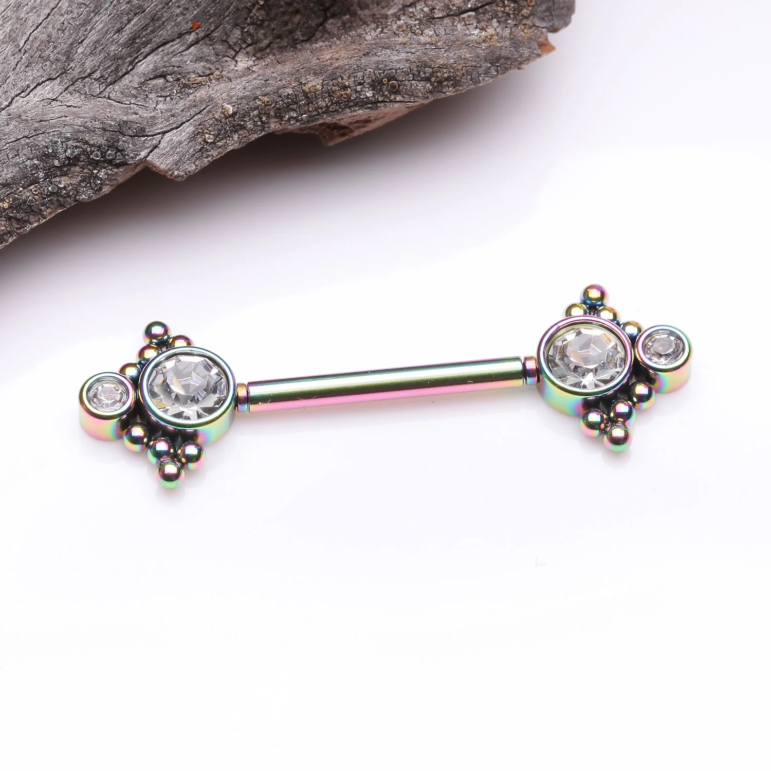 A Pair of Colorline Bali Divinity Sparkle Threadless Nipple Barbell - Image 2
