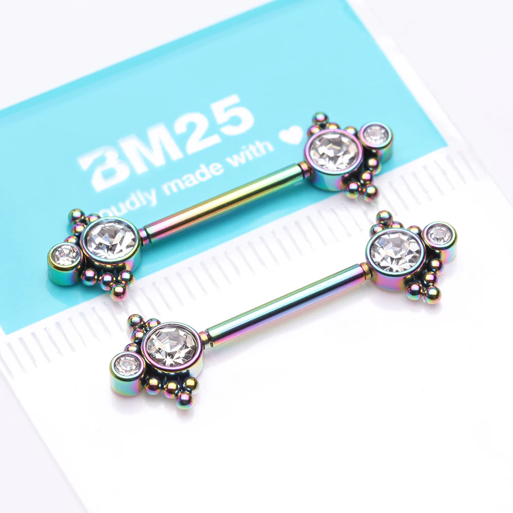 A Pair of Colorline Bali Divinity Sparkle Threadless Nipple Barbell - Image 4