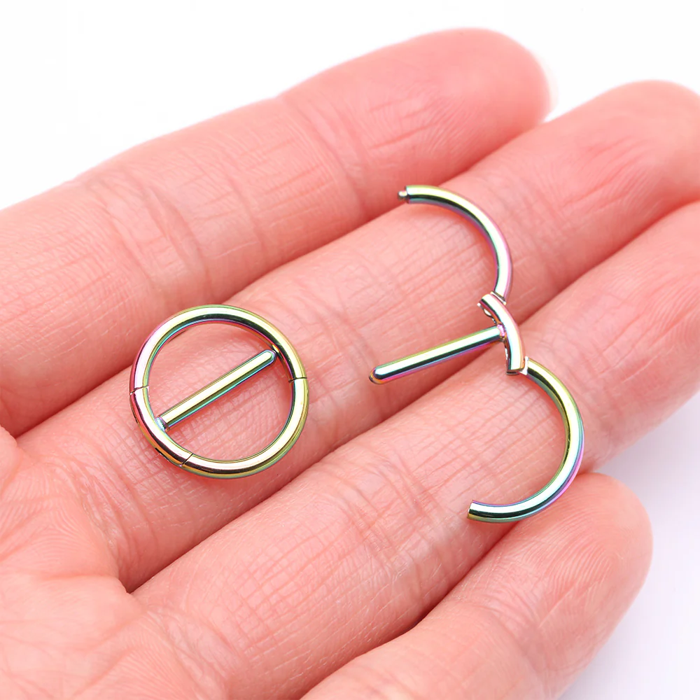A Pair of Colorline Dual Hinged Classic Hoop Nipple Clicker - Image 3