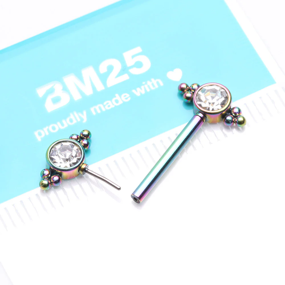 A Pair of Colorline Majestic Bali Beads Sparkle Threadless Nipple Barbell - Image 3