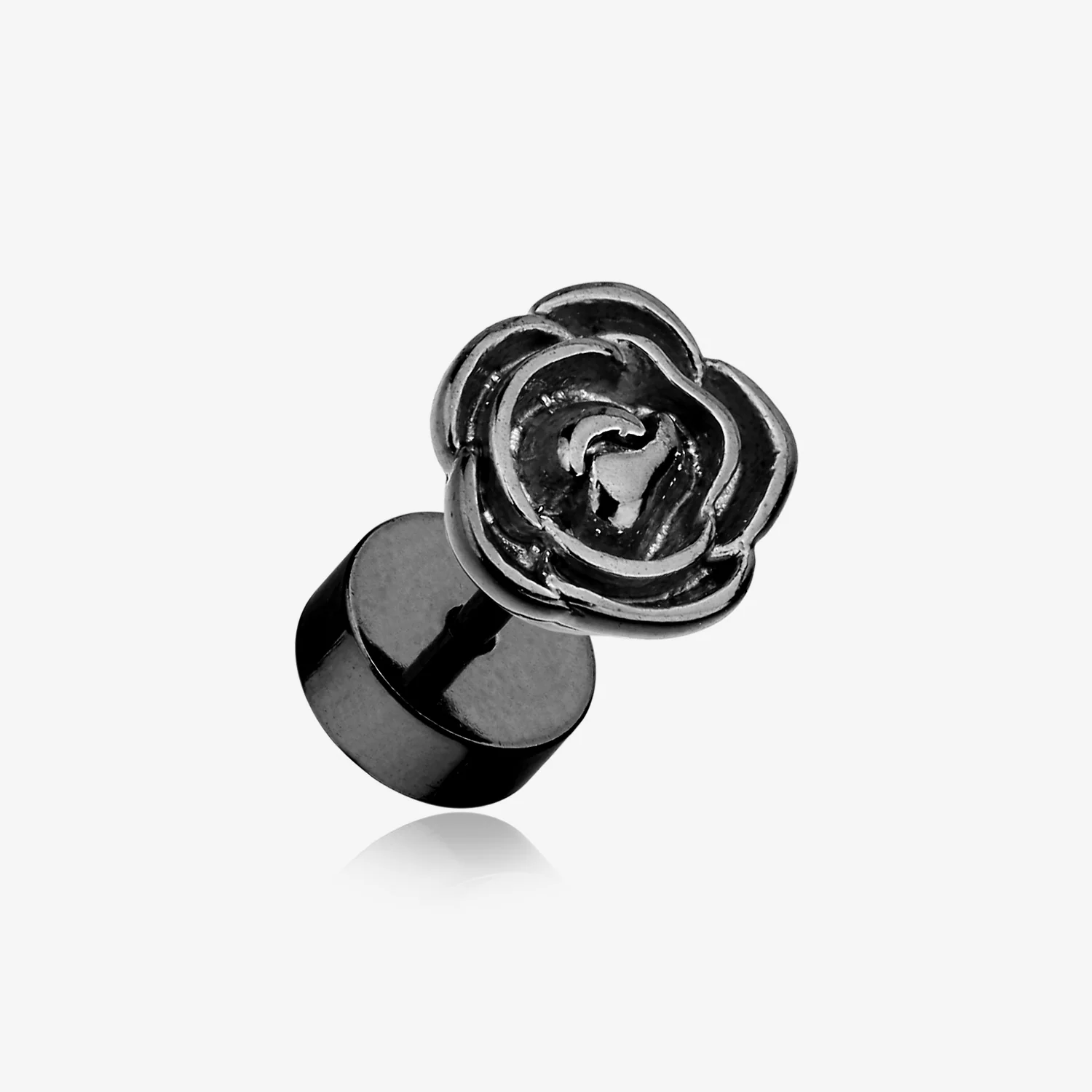 A Pair of Colorline Rose Blossom Steel Fake Plug Earring