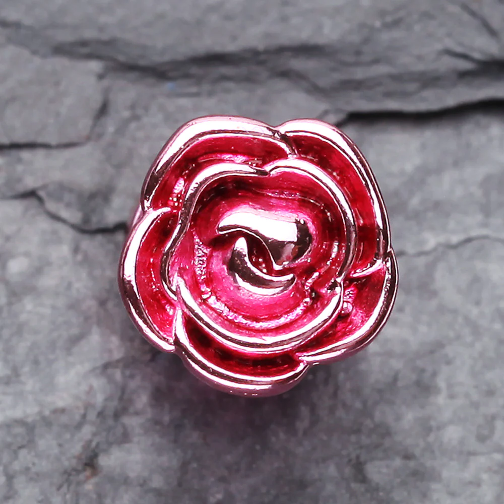 A Pair of Colorline Rose Blossom Steel Fake Plug Earring - Image 3