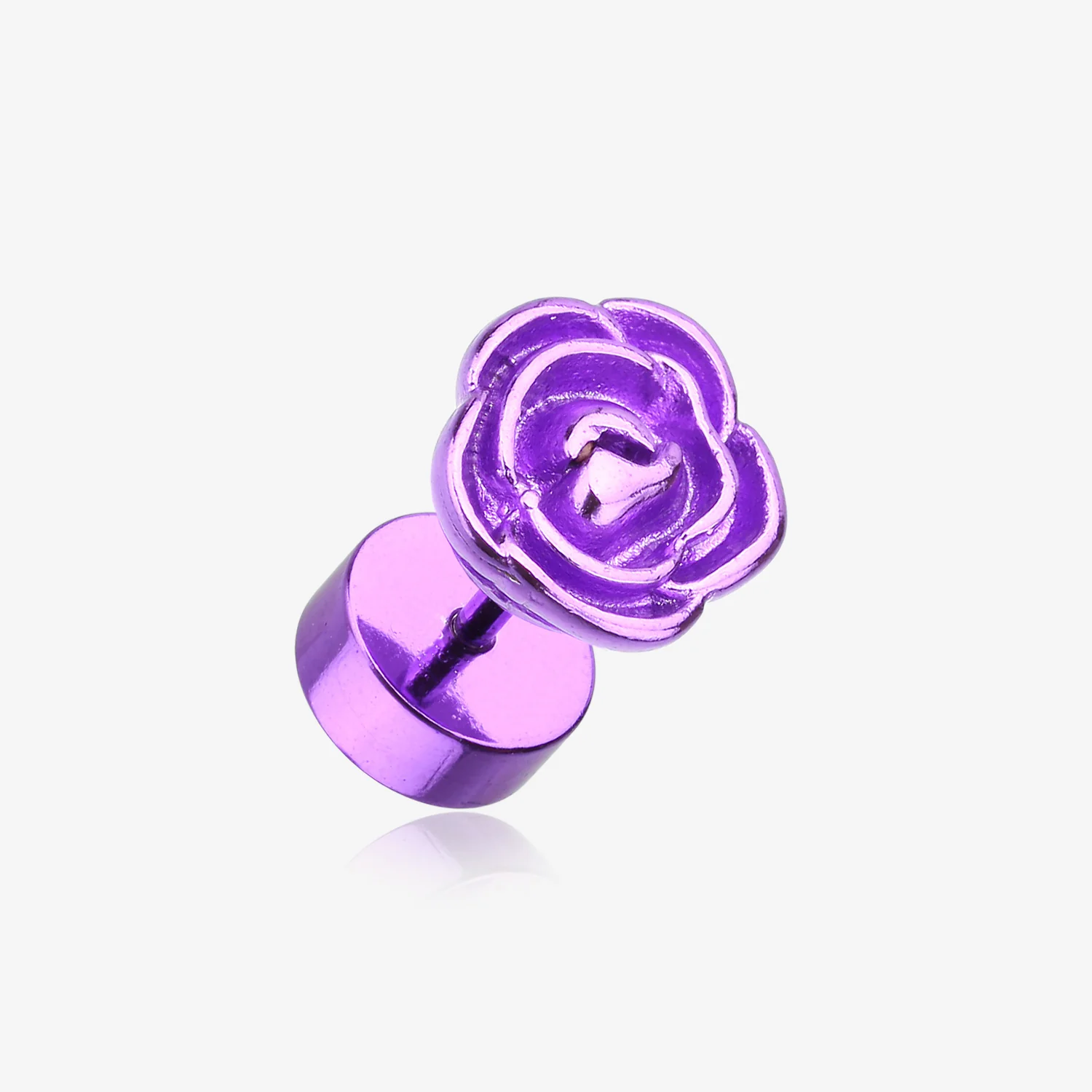 A Pair of Colorline Rose Blossom Steel Fake Plug Earring
