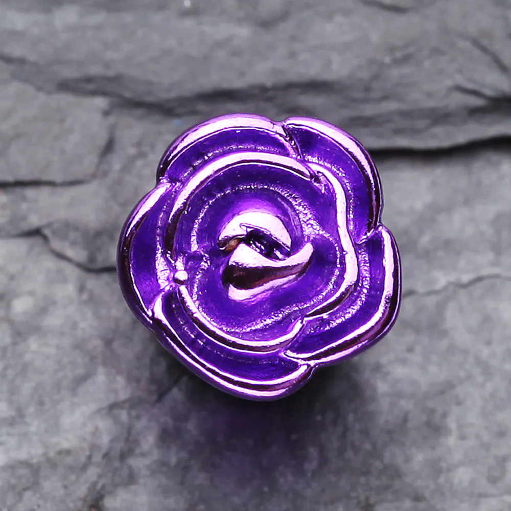 A Pair of Colorline Rose Blossom Steel Fake Plug Earring - Image 3