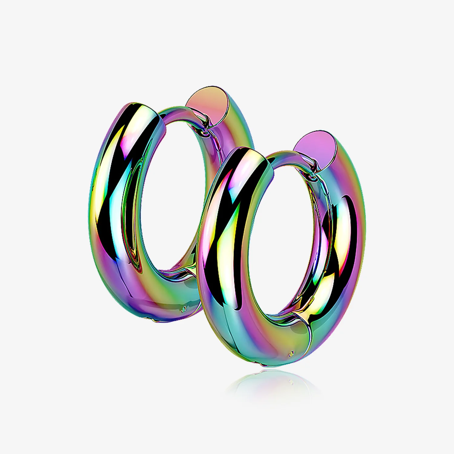 A Pair of Colorline Simple Hinged Huggie Hoop Steel Earring