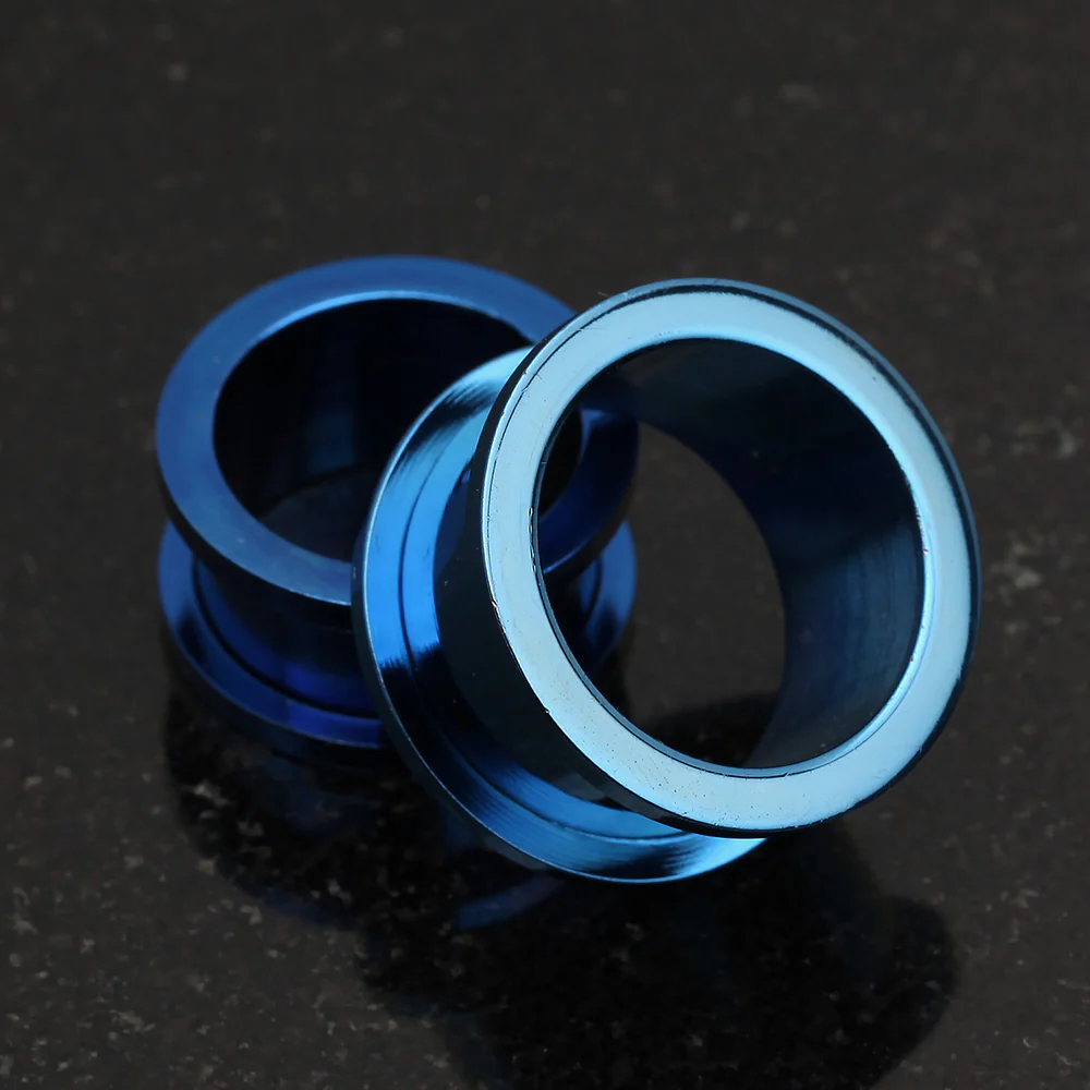 A Pair of Colorline Steel Screw-Fit Ear Gauge Tunnel Plug - Image 5