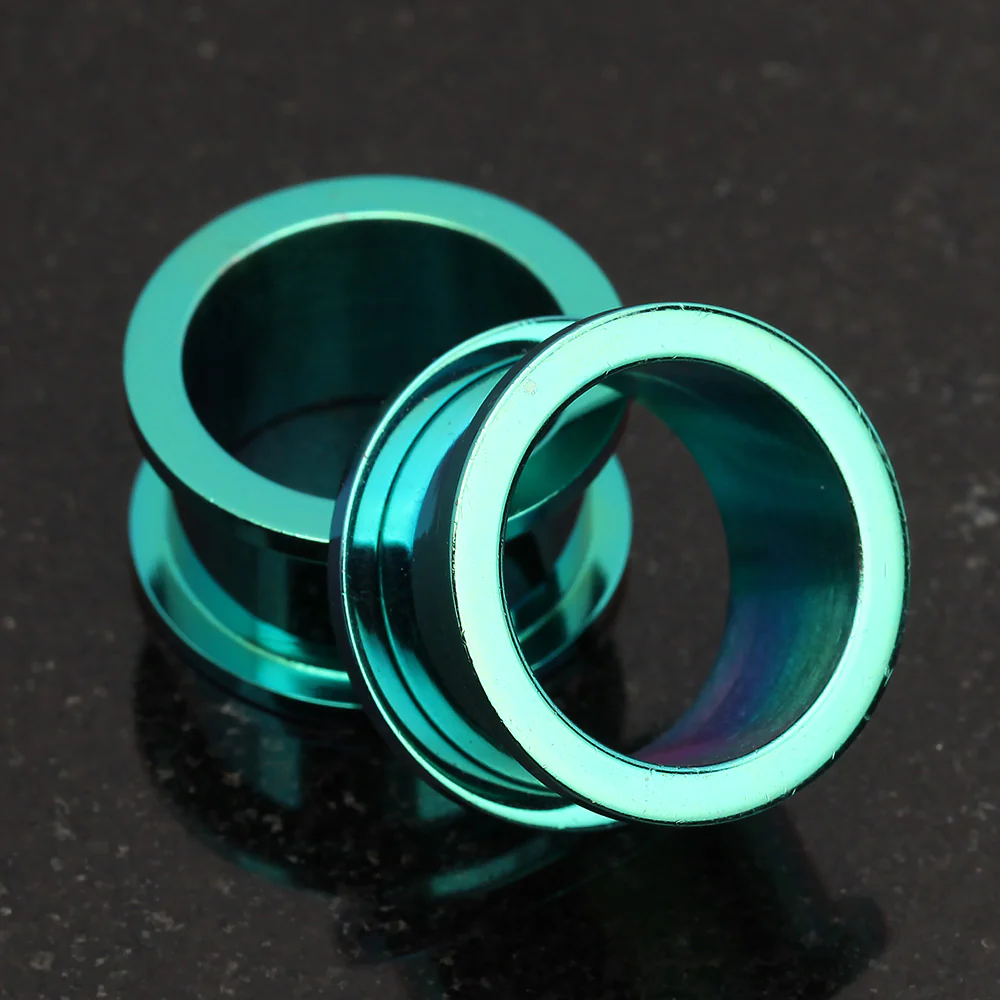 A Pair of Colorline Steel Screw-Fit Ear Gauge Tunnel Plug - Image 5