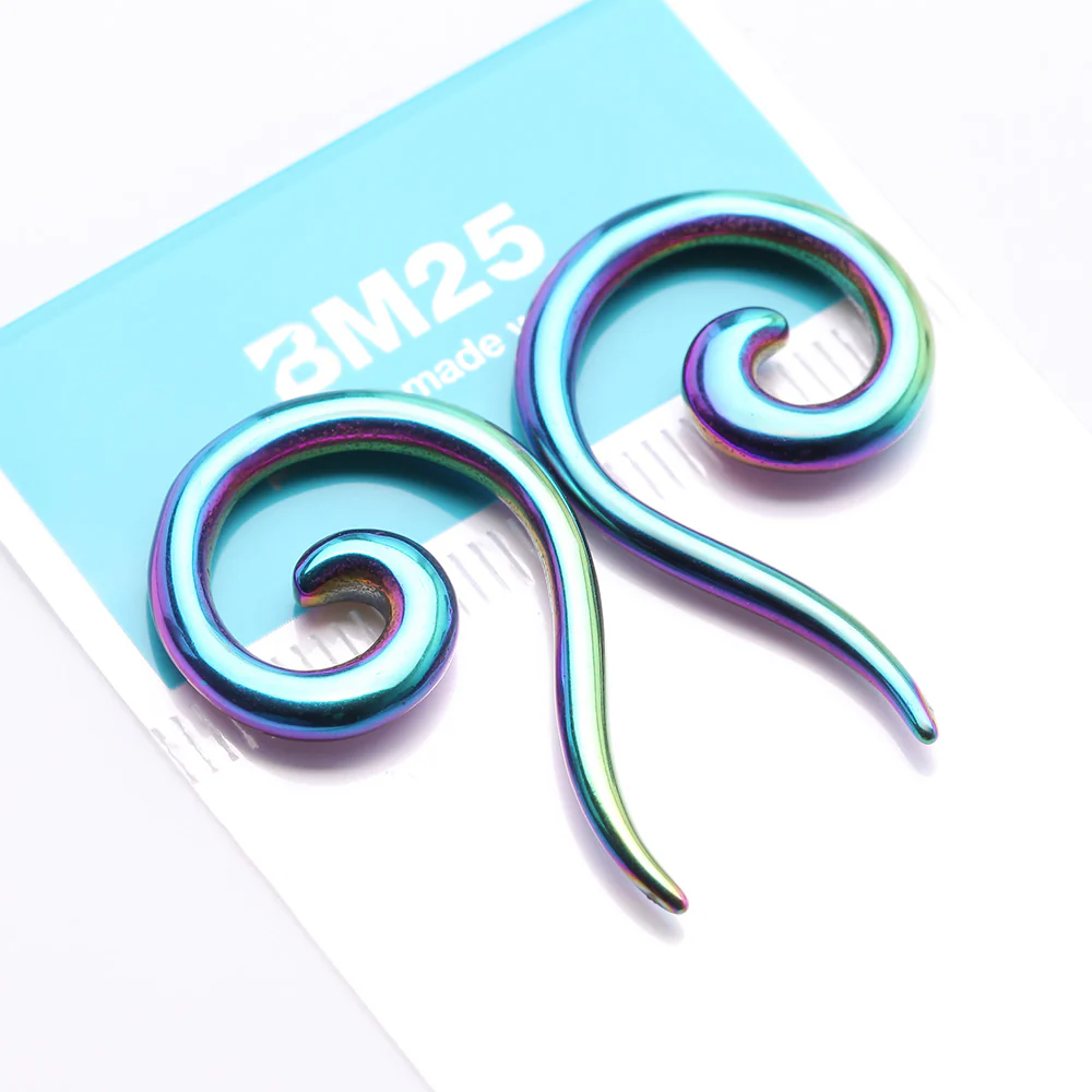A Pair of Colorline Steel Spiral Tail Ear Weight Hanger Plug - Image 4