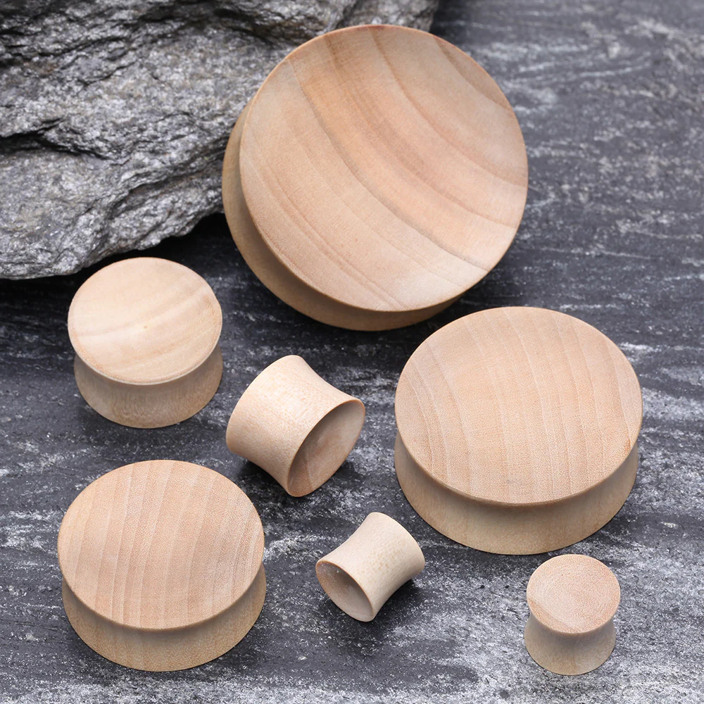 A Pair of Concave Crocodile Wood Double Flared Plug - Image 3