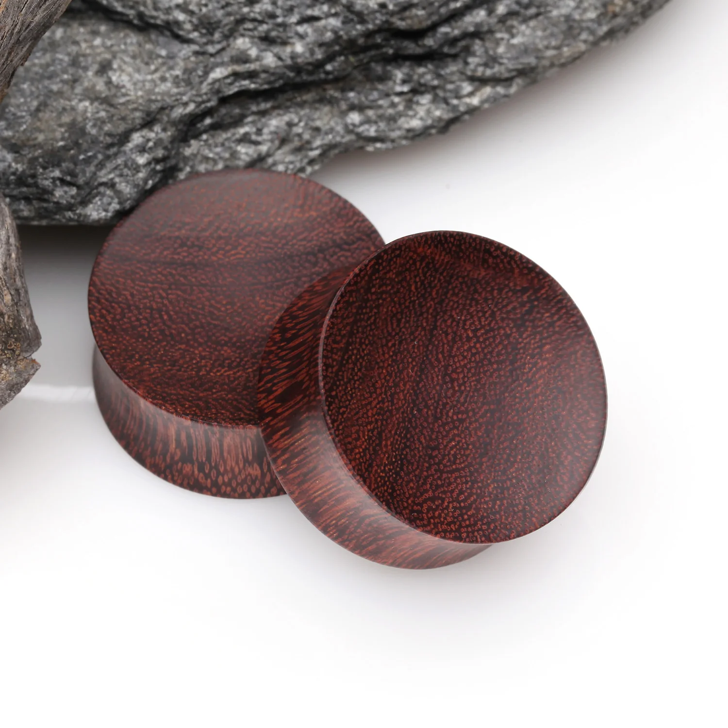 A Pair of Concave Dark Tamarind Wood Double Flared Plug - Image 2