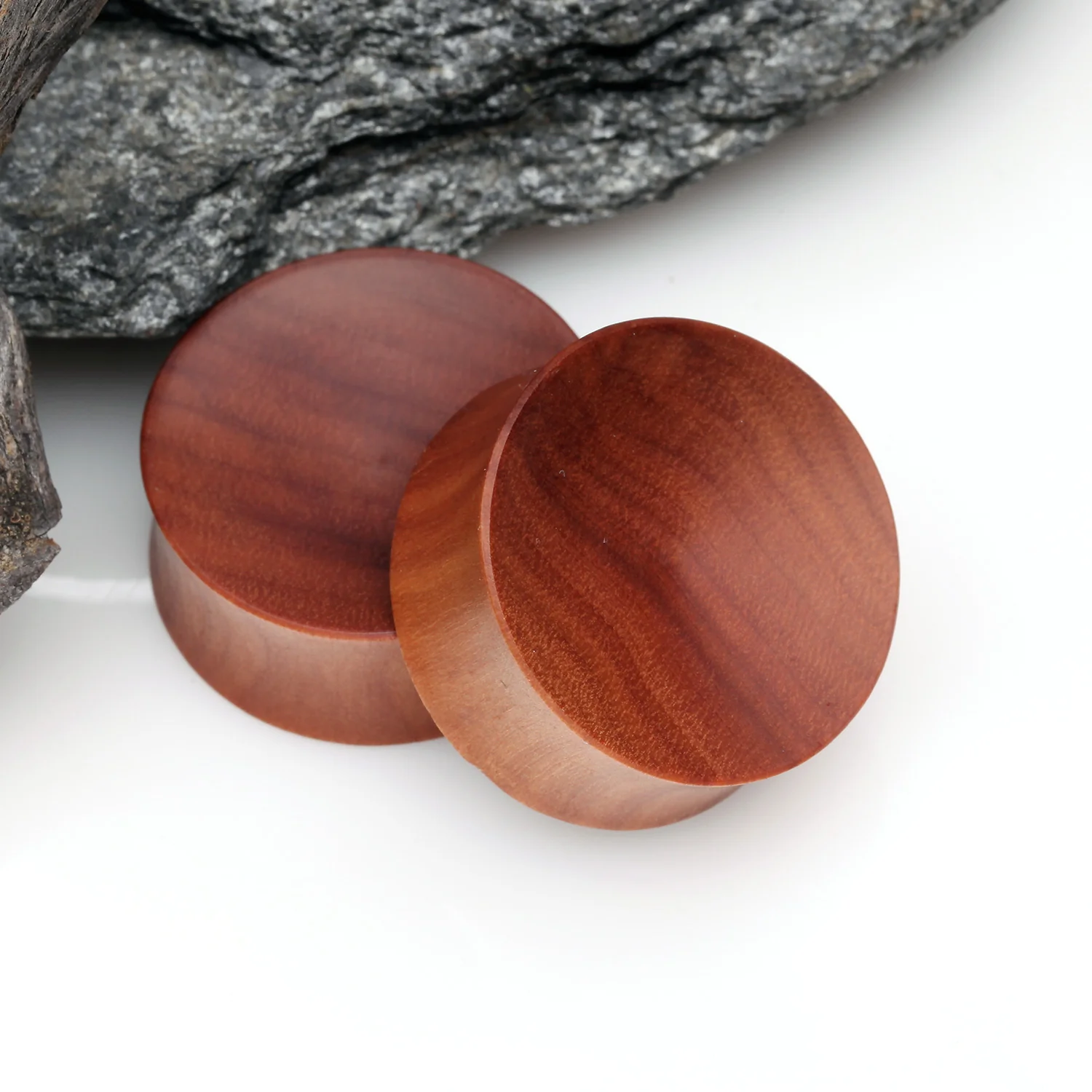 A Pair of Concave Sabo Wood Double Flared Plug - Image 2