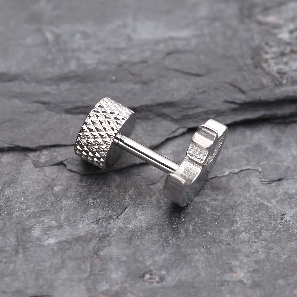 A Pair of Crescent Moon & Star Steel Fake Plug Earring - Image 4