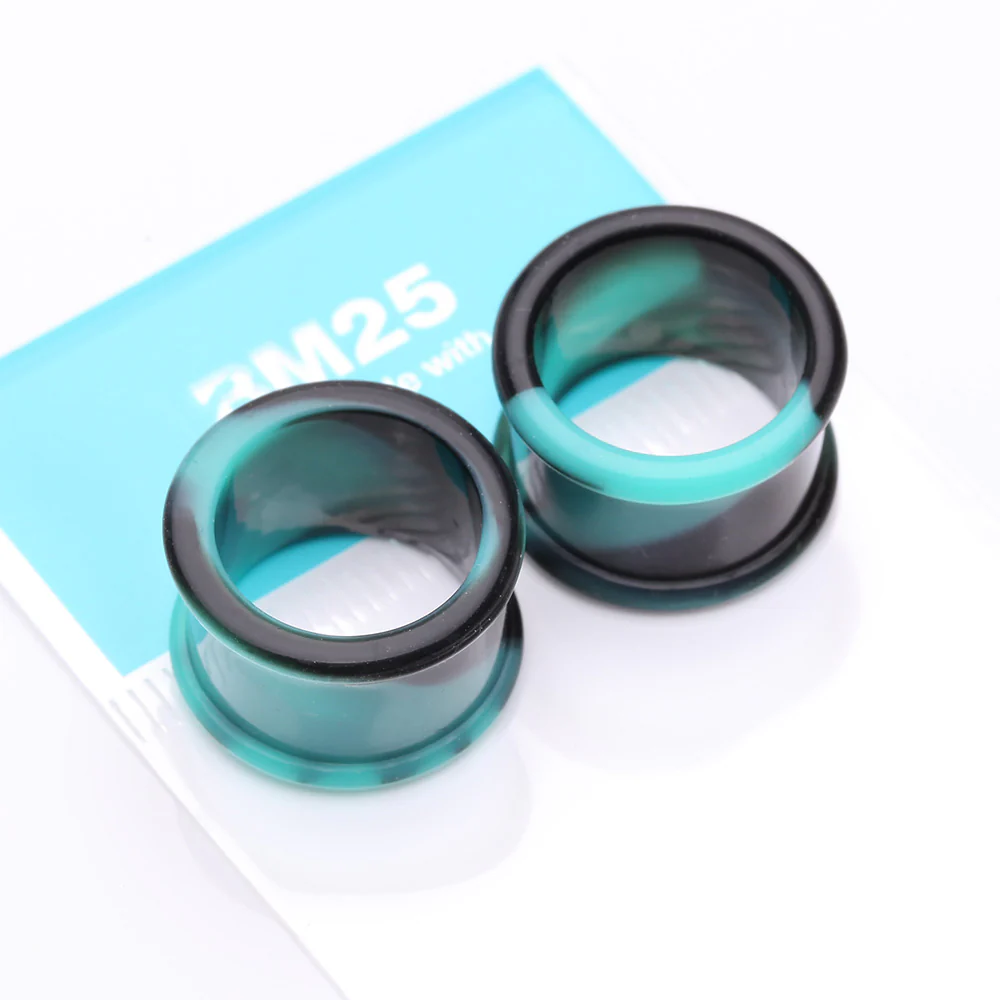 A Pair of Dark Galaxy Camo Flexible Silicone Double Flared Tunnel Plug - Image 4
