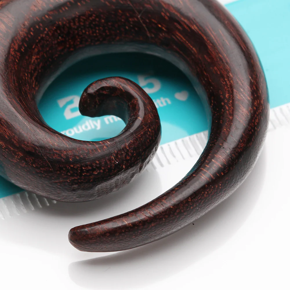 A Pair Of Dark Tamarind Wood Spiral Hanger Plug - Image 4