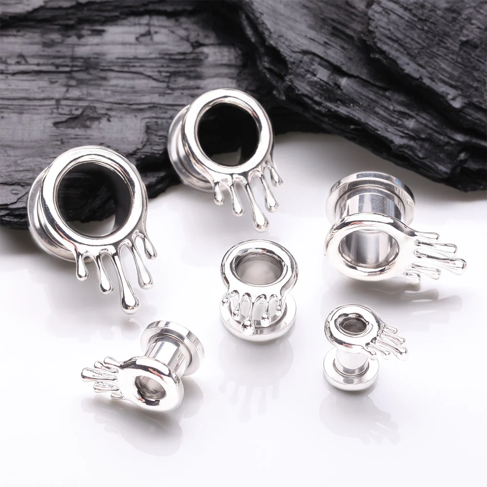 A Pair of Dripping Ooze Steel Screw-Fit Tunnel Plug - Image 3