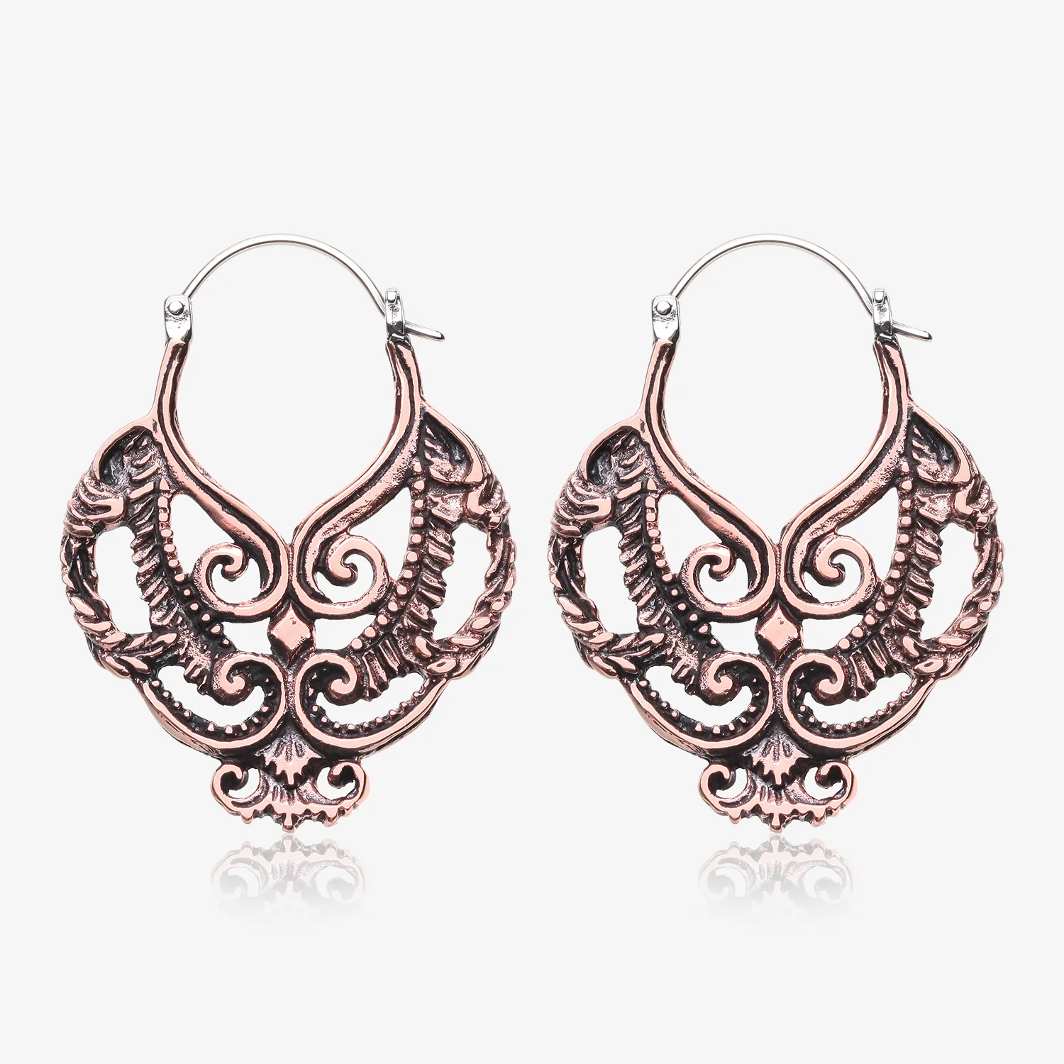 A Pair of Enchanted Royal Bali Filigree Copper Plug Hoop Earring
