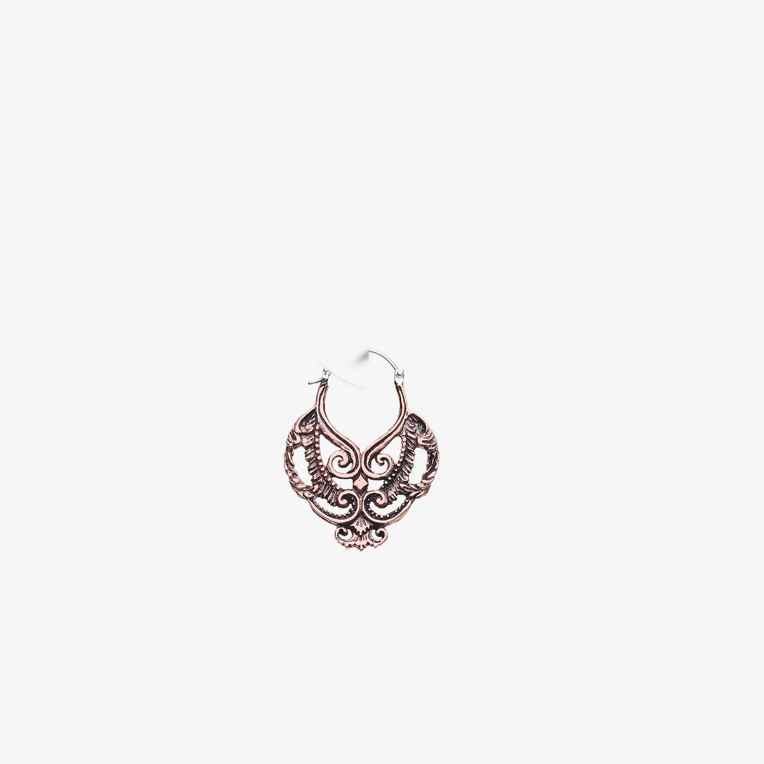 A Pair of Enchanted Royal Bali Filigree Copper Plug Hoop Earring - Image 2