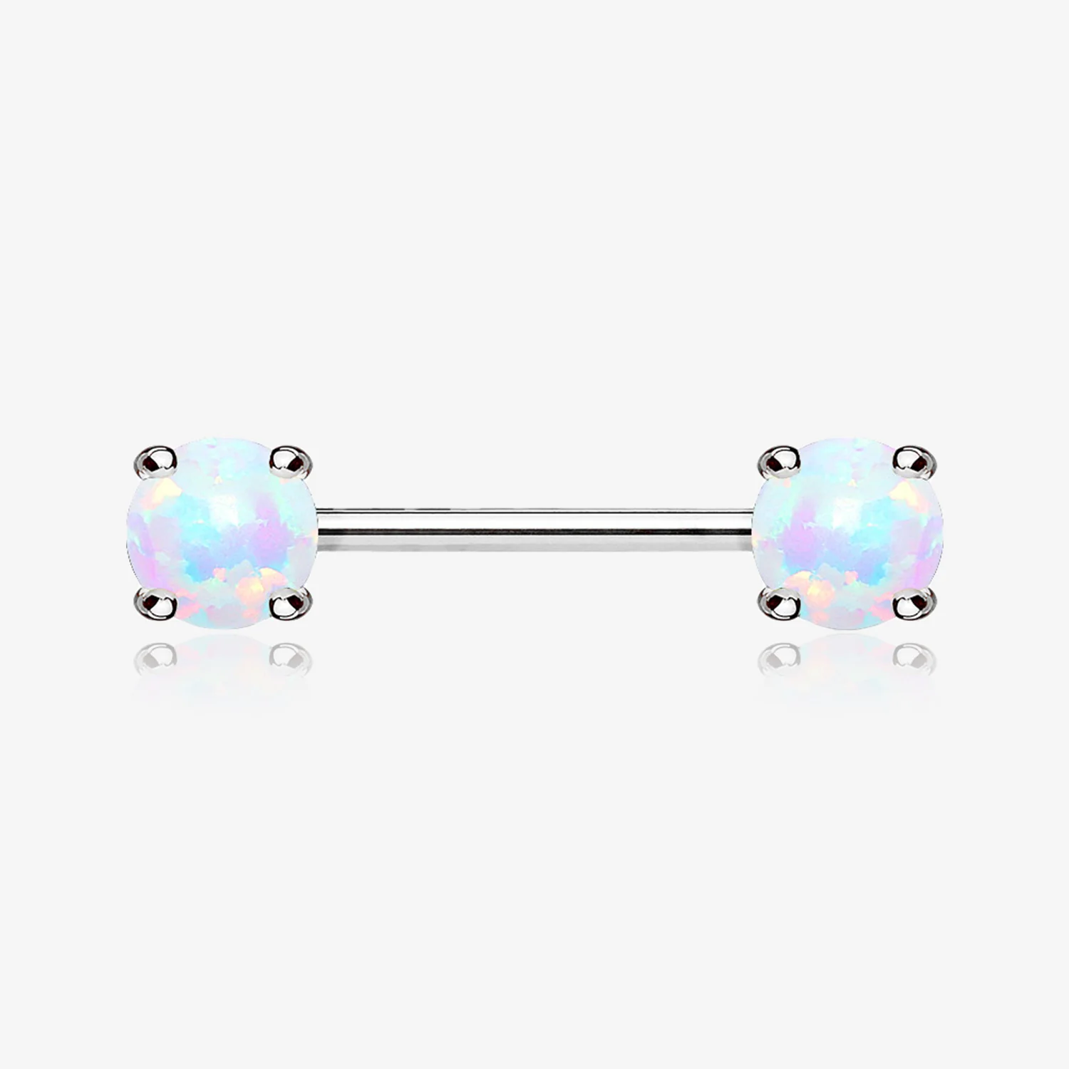 A Pair of Fire Opal Prong Set Sparkle Nipple Barbell