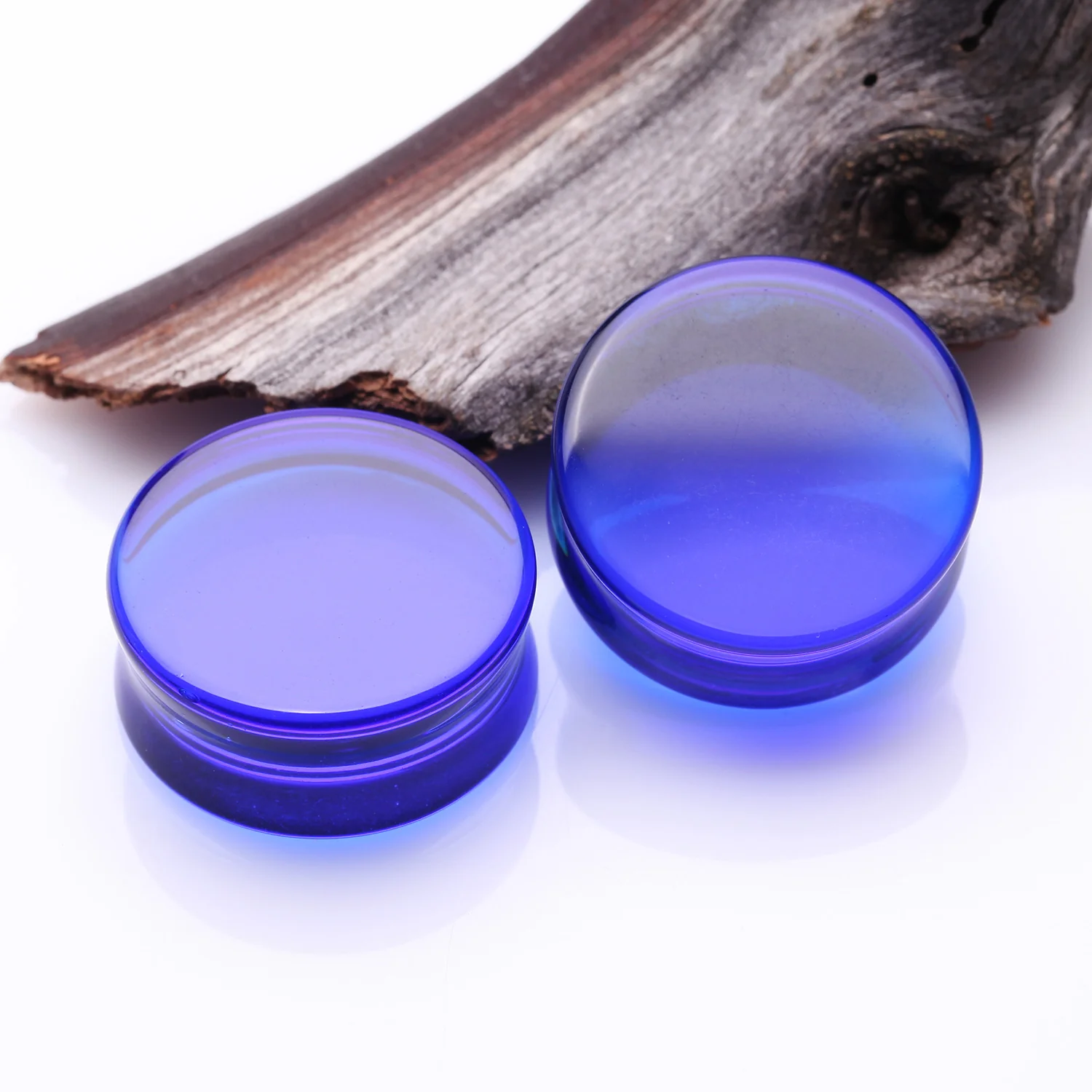 A Pair of Flat Glass Double Flared Plug - Image 2