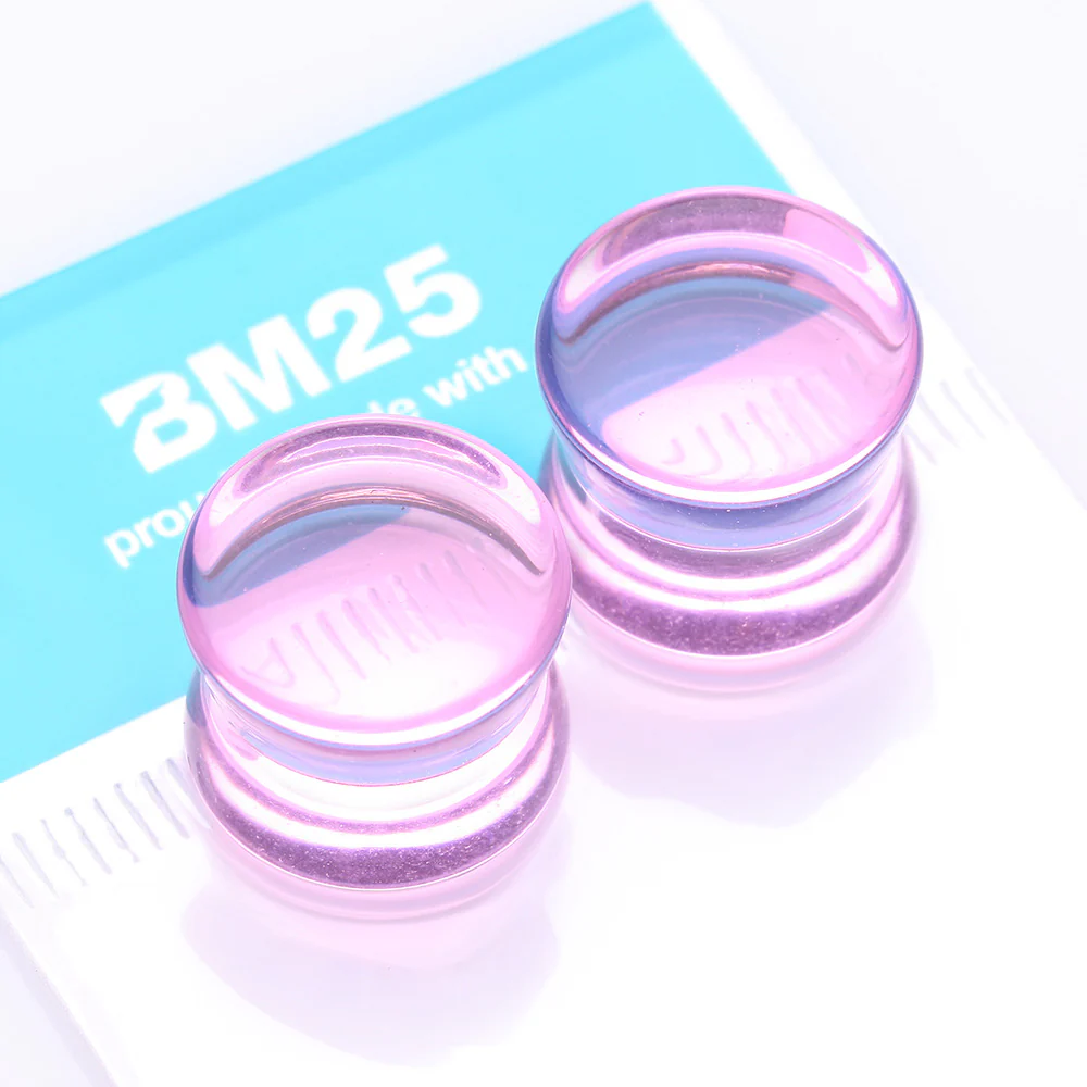 A Pair of Flat Glass Double Flared Plug - Image 4