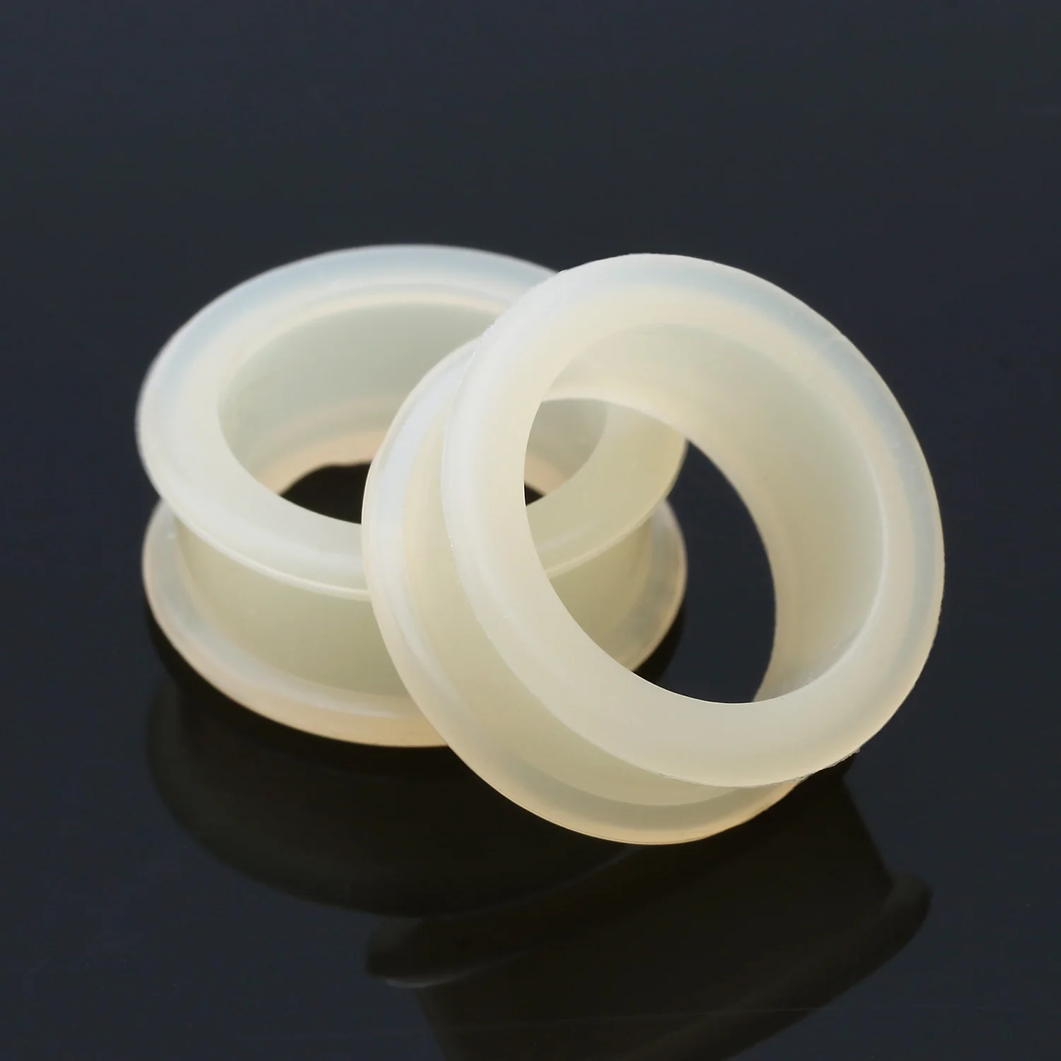A Pair of Flexible Silicone Double Flared Ear Gauge Tunnel Plug - Image 2