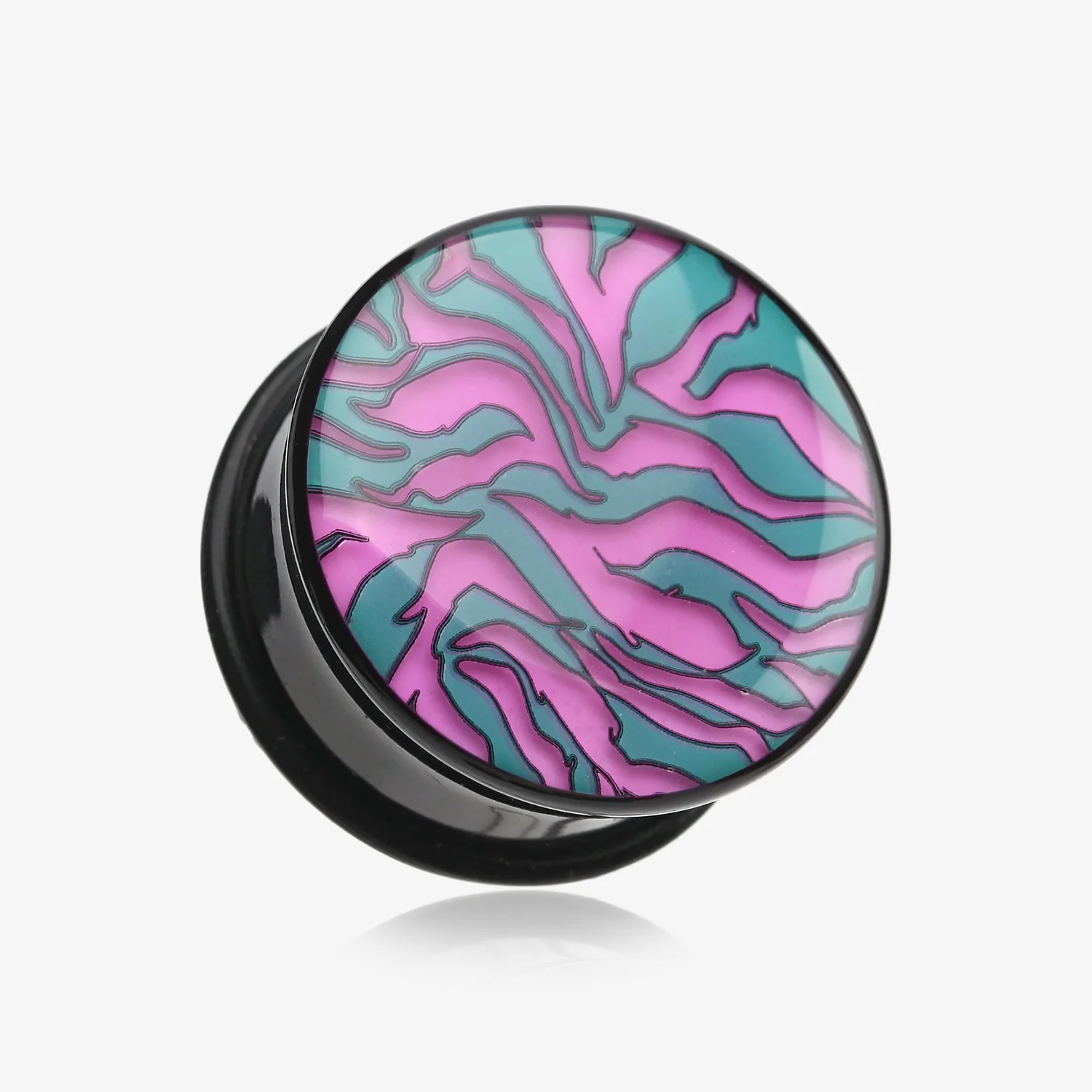 A Pair of Glow in the Dark Dainty Zebra Stripes Single Flared Acrylic Ear Gauge Plug