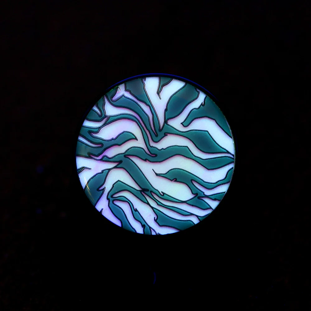 A Pair of Glow in the Dark Dainty Zebra Stripes Single Flared Acrylic Ear Gauge Plug - Image 3