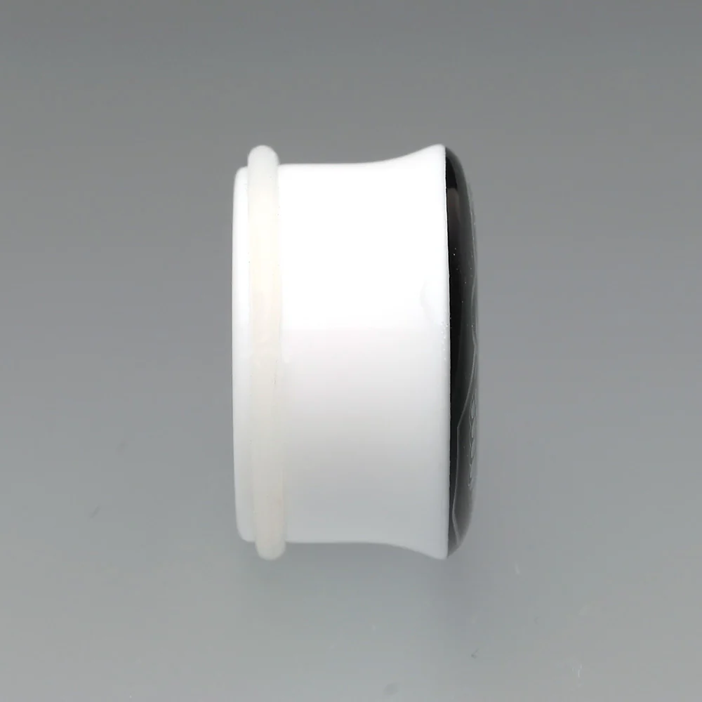 A Pair of Glow in the Dark Day of the Dead Girl Single Flared Ear Gauge Plug - Image 4