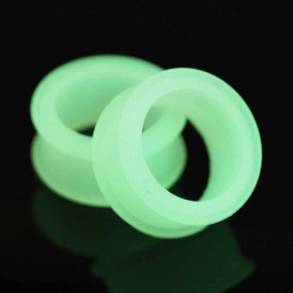 A Pair of Glow in the Dark Silicone Double Flared Ear Gauge Tunnel Plug - Image 5