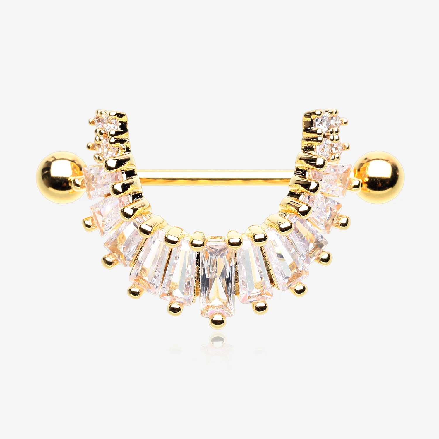 A Pair of Golden Brilliant Maya Goddess Sparkle Dangle Nipple Shield