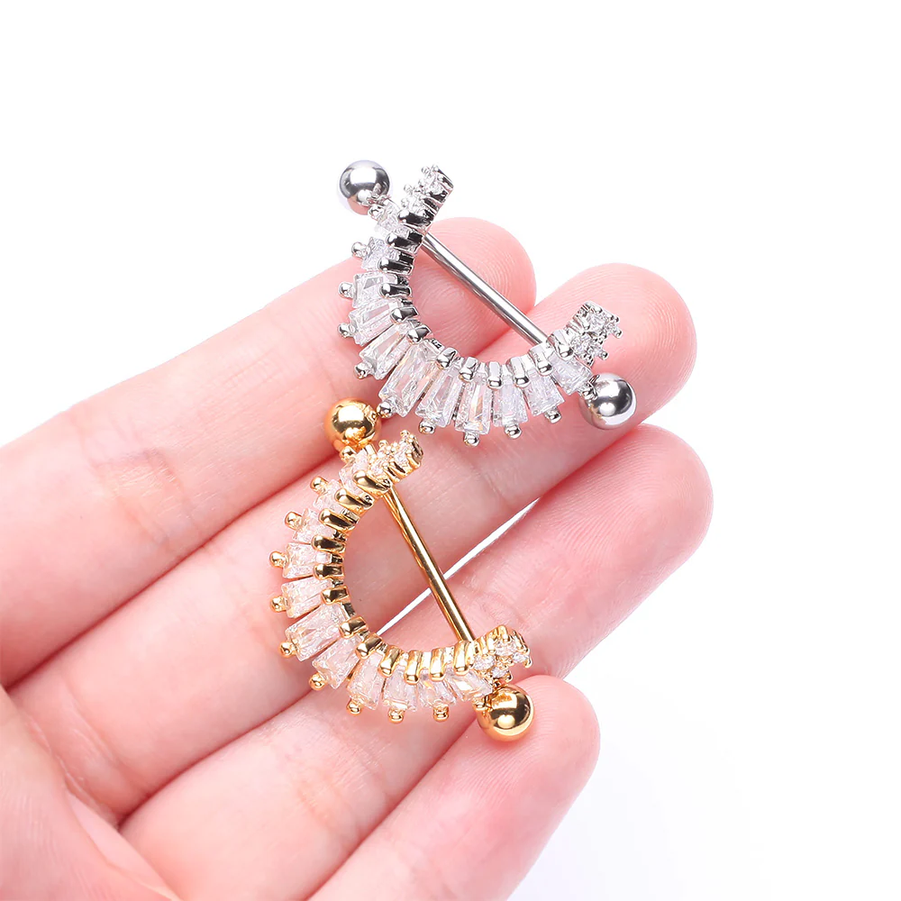 A Pair of Golden Brilliant Maya Goddess Sparkle Dangle Nipple Shield - Image 4