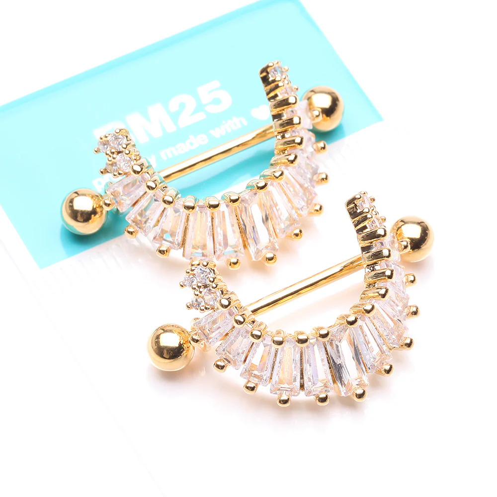 A Pair of Golden Brilliant Maya Goddess Sparkle Dangle Nipple Shield - Image 5
