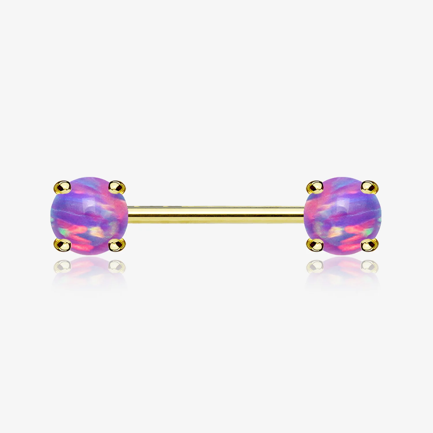 A Pair of Golden Fire Opal Prong Set Sparkle Nipple Barbell