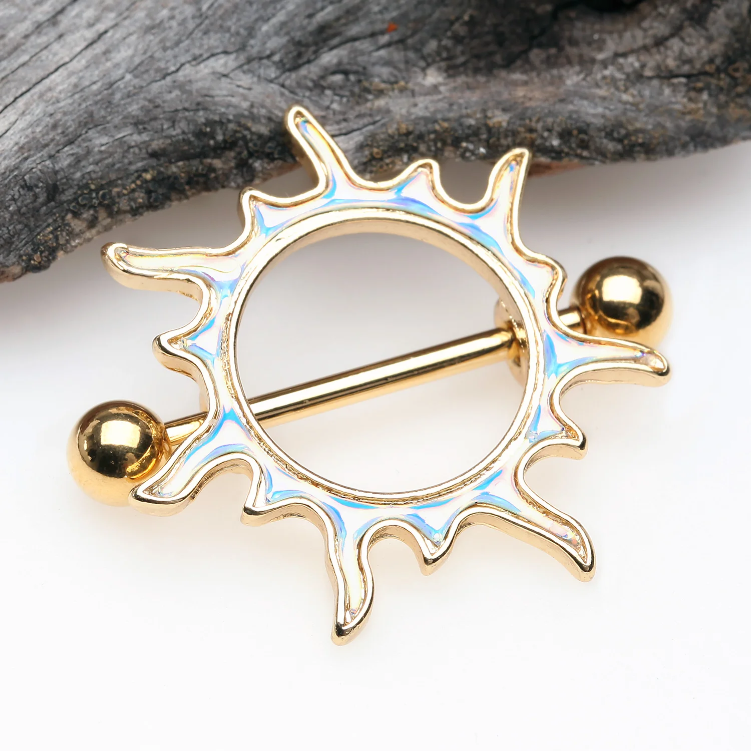 A Pair of Golden Iridescent Revo Blazing Sun Nipple Shield - Image 2