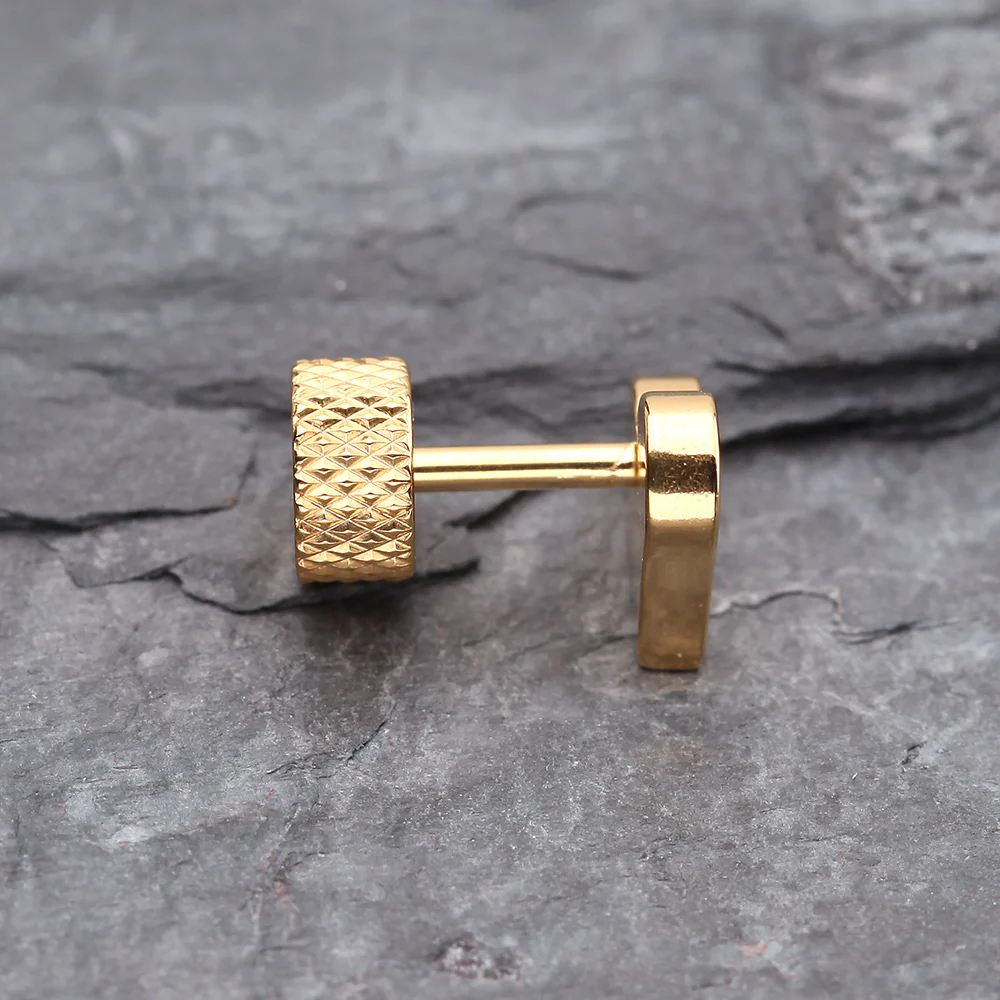 A Pair of Golden Lovely Heart Steel Fake Plug Earring - Image 4
