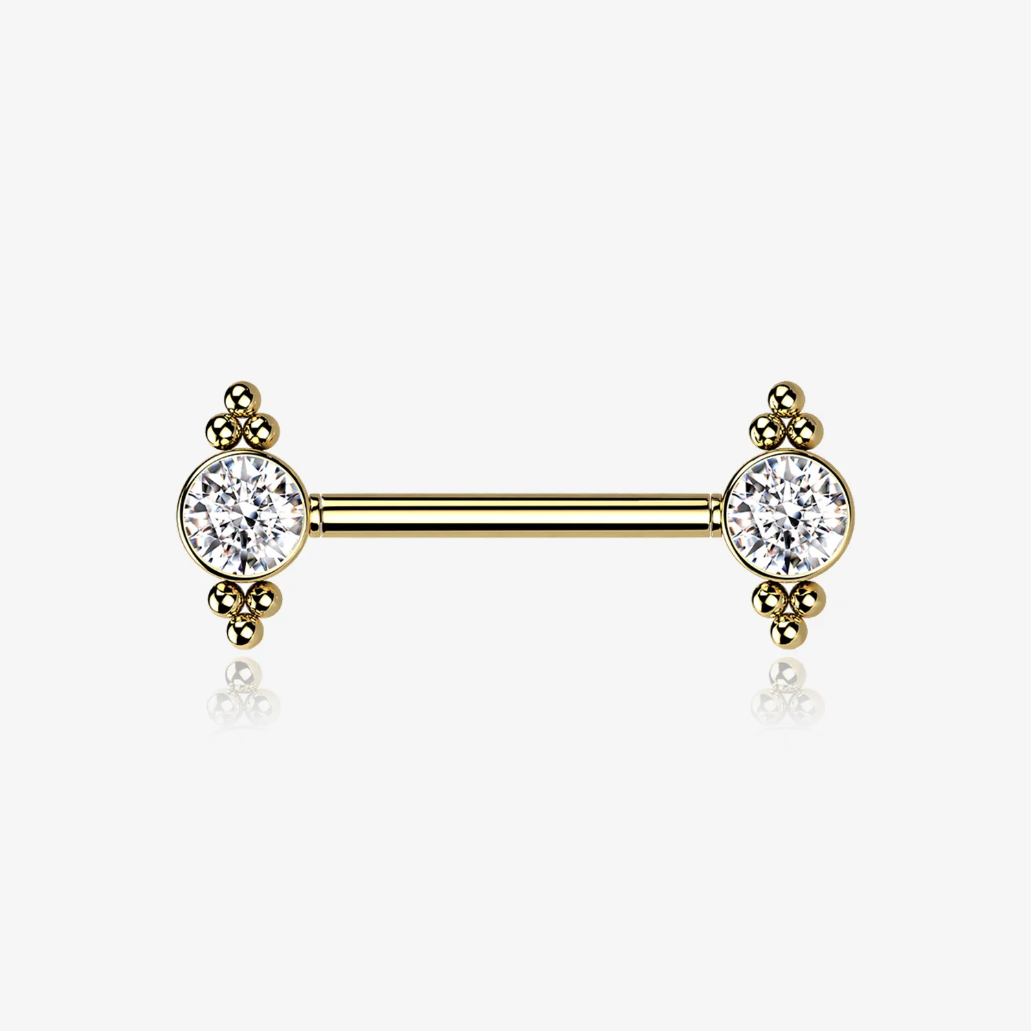 A Pair of Golden Majestic Bali Beads Sparkle Threadless Nipple Barbell
