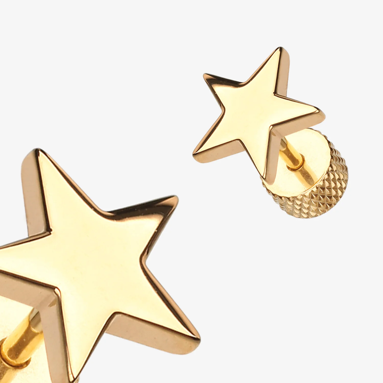 A Pair of Golden Nova Star Steel Fake Plug Earring - Image 2